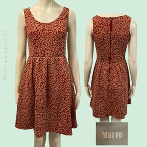 MAEVE Red and Beige Textured Dress, Small.